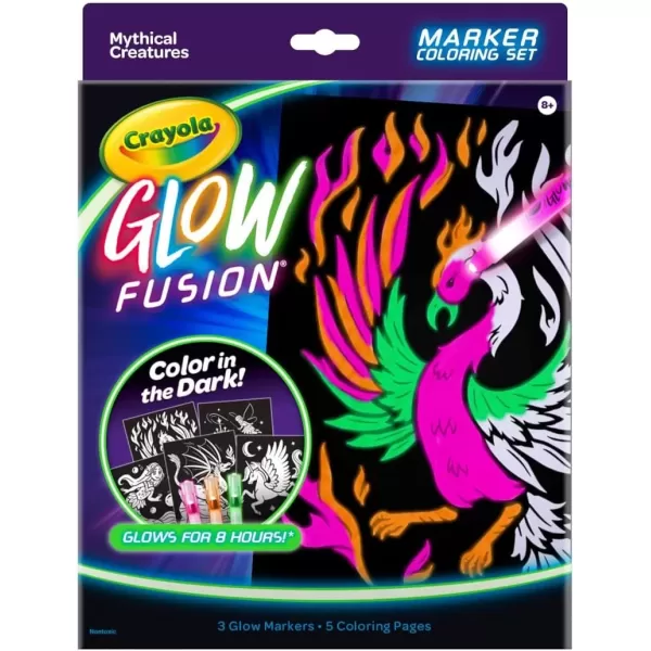 imageCrayola Glow Fusion Glow in The Dark Coloring Set with Markers Mythical Creature Coloring Pages Gift for KidsDeluxe