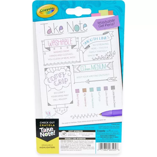 imageCrayola Medium Point Washable Gel Pens Set School and Adult Coloring Supplies 6 count6 Count