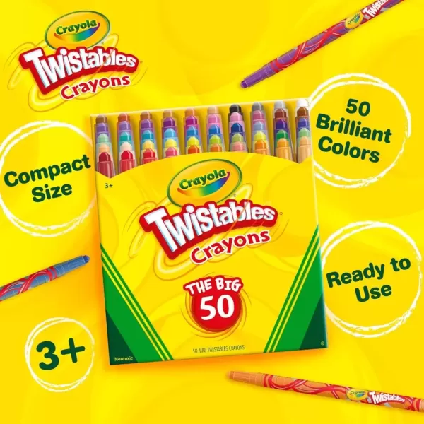 imageCrayola Mini Twistables Crayons 50ct Crayons for Kids Arts ampamp Crafts Supplies Toddler Crayons for Coloring Books Stocking Stuffers