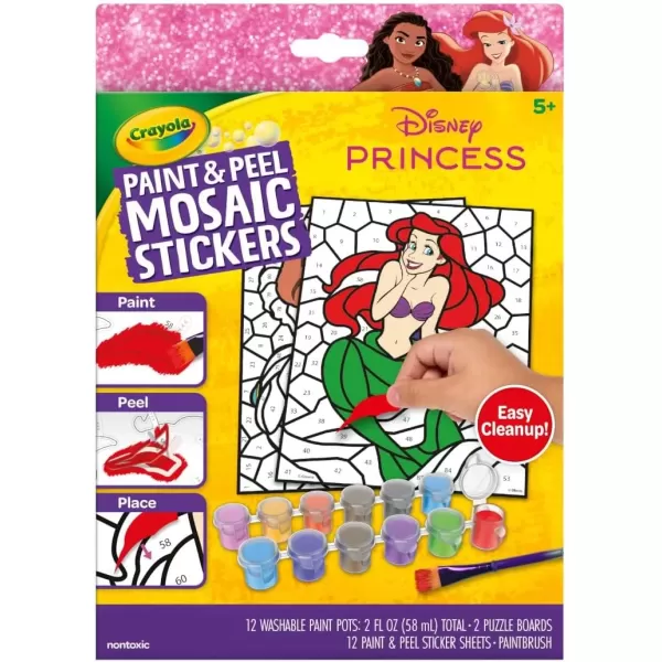 imageCrayola Paint ampamp Peel Mosaic Stickers 20 Pcs Paint by Number for Kids Mosaic Arts ampamp Crafts Kids Washable Paint Sticker Sheet