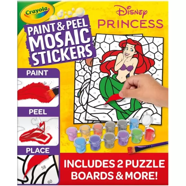 imageCrayola Paint ampamp Peel Mosaic Stickers 20 Pcs Paint by Number for Kids Mosaic Arts ampamp Crafts Kids Washable Paint Sticker Sheet