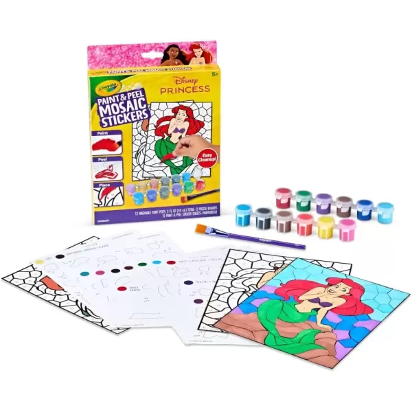 imageCrayola Paint ampamp Peel Mosaic Stickers 20 Pcs Paint by Number for Kids Mosaic Arts ampamp Crafts Kids Washable Paint Sticker Sheet