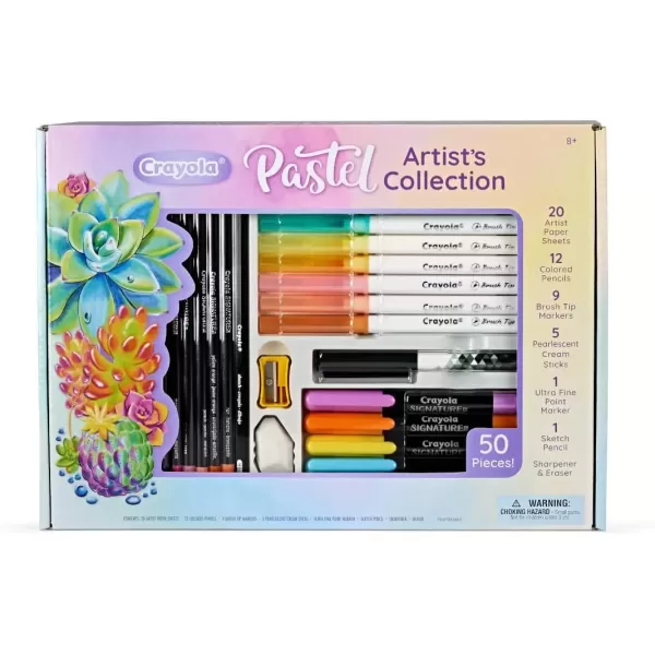 imageCrayola Pastel Colors Art Kit 50pcs Kids Art Set with Pastel Markers ampamp Pencils Art Kit for Girls ampamp Boys Gift for Kids 8Pastel Artist Collection