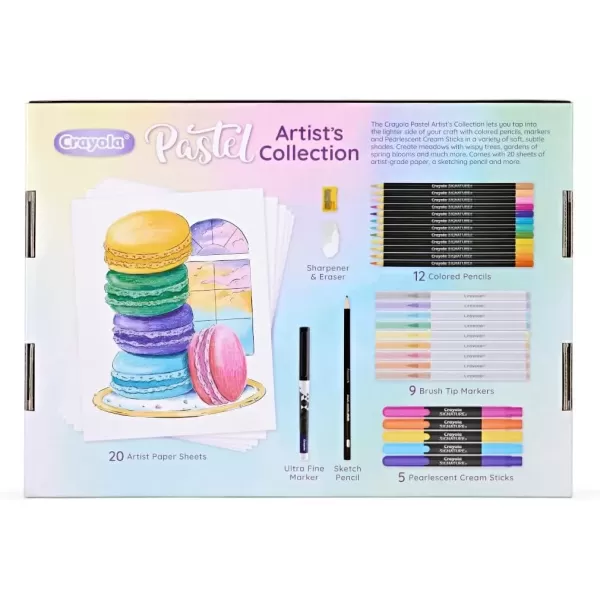 imageCrayola Pastel Colors Art Kit 50pcs Kids Art Set with Pastel Markers ampamp Pencils Art Kit for Girls ampamp Boys Gift for Kids 8Pastel Artist Collection