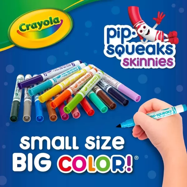 imageCrayola PipSqueaks Skinnies Washable Markers 64ct Mini Markers for Kids Coloring Markers Craft Supplies Kids Holiday Gift 31 Count Pack of 64