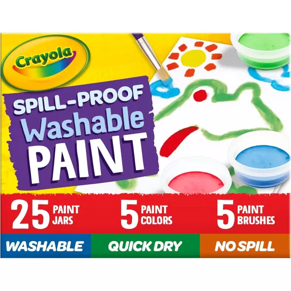 imageCrayola Spill Proof Paint Set 25ct Washable Paint for Kids Kids Craft Supplies Holiday Gift for Toddlers ampamp Kids Nontoxic 3Spill Proof Paint