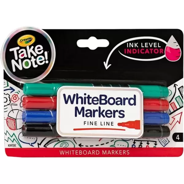 imageCrayola Take Note Dry Erase Markers Fine Line 4 CountFine Line Multicolor