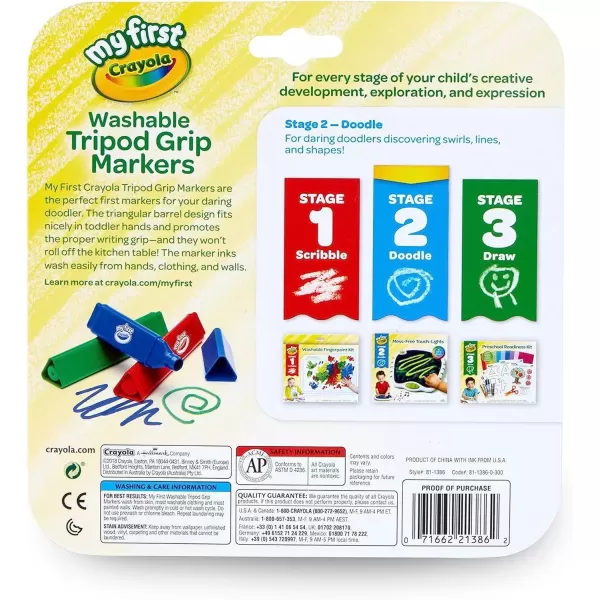 imageCrayola Triangle Toddler Markers 8ct Easy Grip Washable Markers for Toddlers Toddler Arts Supplies Stocking Stuffers ampamp Holiday Gifts
