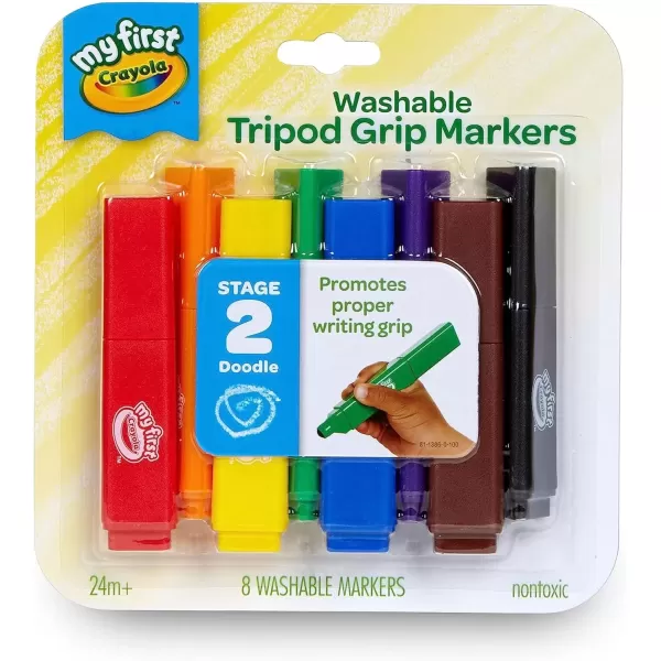 imageCrayola Triangle Toddler Markers 8ct Easy Grip Washable Markers for Toddlers Toddler Arts Supplies Stocking Stuffers ampamp Holiday Gifts