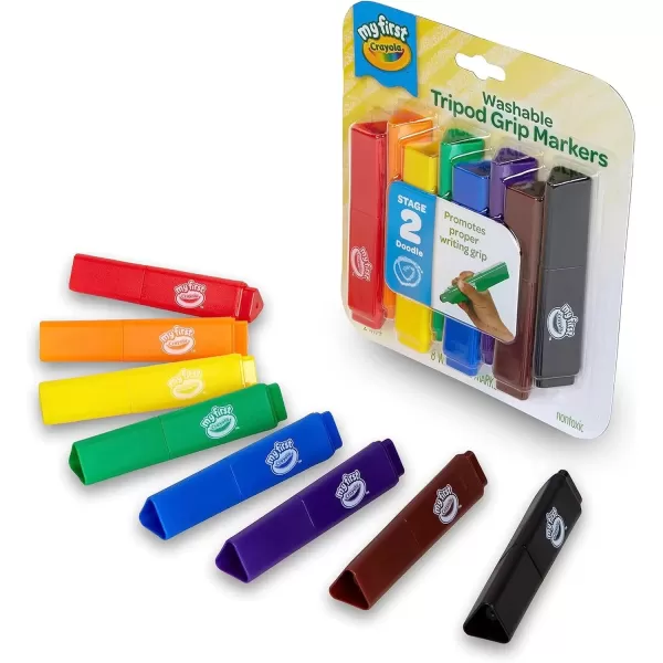 imageCrayola Triangle Toddler Markers 8ct Easy Grip Washable Markers for Toddlers Toddler Arts Supplies Stocking Stuffers ampamp Holiday Gifts