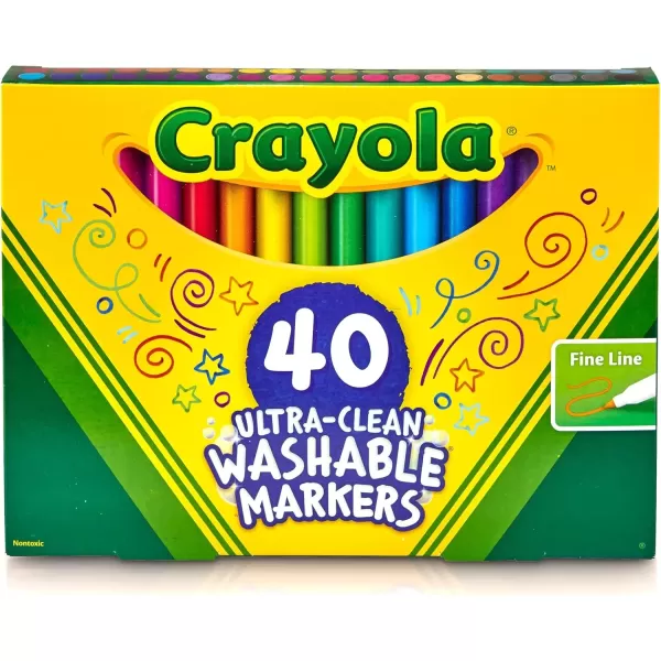 imageCrayola Ultra Clean Fine Line Washable Markers 40ct Colored Markers for Kids Fine Tip Arts Supplies Gifts ampamp Stocking Stuffers 3UltraClean