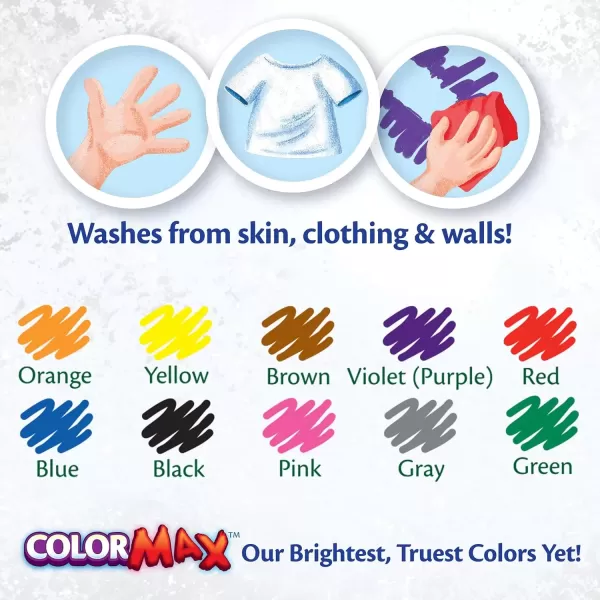 imageCrayola Ultra Clean Washable Markers  12 Pack 10ct Bulk Washable Markers for Classrooms Fine Line Markers for Kids Nontoxic