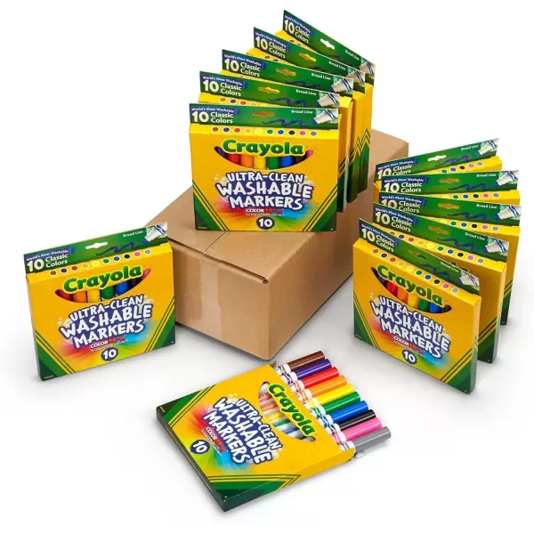 imageCrayola Ultra Clean Washable Markers 12 Boxes Bulk Markers for Kids 10 Broad Line Markers Teacher Classroom Must Have