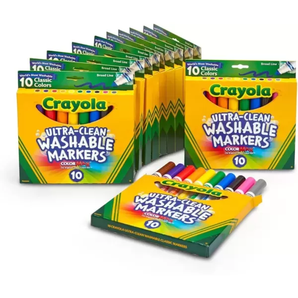 imageCrayola Ultra Clean Washable Markers 12 Boxes Bulk Markers for Kids 10 Broad Line Markers Teacher Classroom Must Have