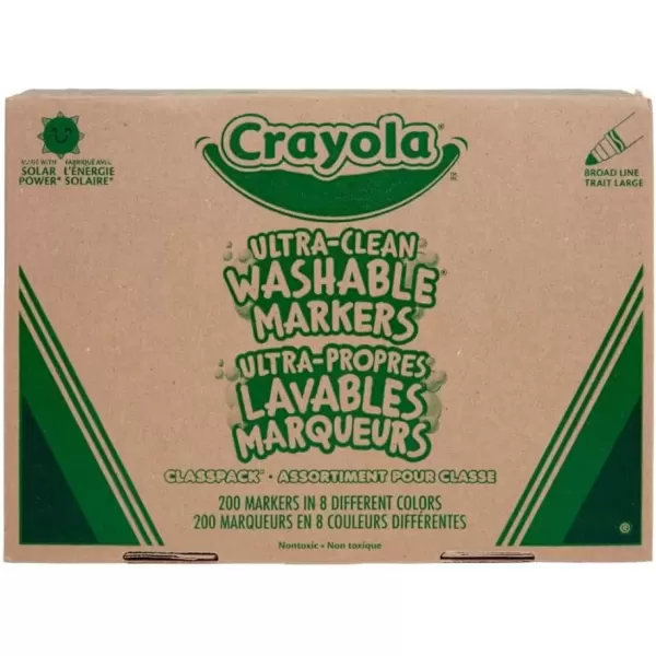 imageCrayola Ultra Clean Washable Markers Classpack 200 Count Bulk Markers for Classrooms School Supplies for Kids 10 ColorsBroad Line