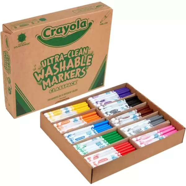 imageCrayola Ultra Clean Washable Markers Classpack 200 Count Bulk Markers for Classrooms School Supplies for Kids 10 ColorsFine Line