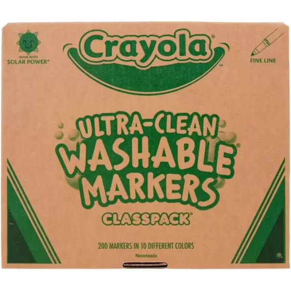 imageCrayola Ultra Clean Washable Markers Classpack 200 Count Bulk Markers for Classrooms School Supplies for Kids 10 ColorsFine Line