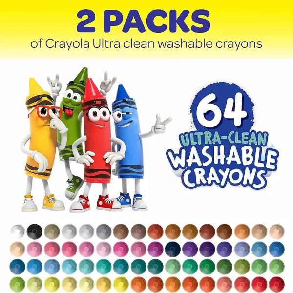 imageCrayola Washable Crayons  64ct 2 Boxes Bulk Crayons for Kids Crayon Set Coloring Book Crayons Gifts for Kids ampamp Toddlers Amazon Exclusive