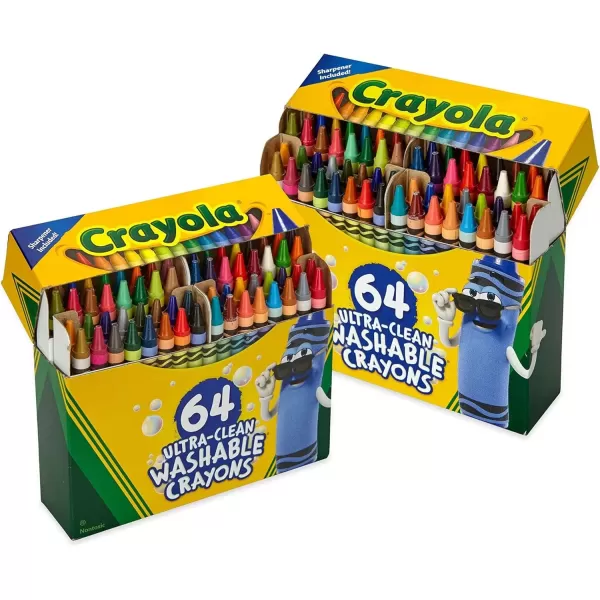 imageCrayola Washable Crayons  64ct 2 Boxes Bulk Crayons for Kids Crayon Set Coloring Book Crayons Gifts for Kids ampamp Toddlers Amazon Exclusive