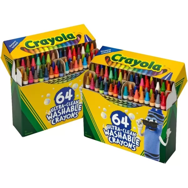 imageCrayola Washable Crayons  64ct 2 Boxes Bulk Crayons for Kids Crayon Set Coloring Book Crayons Gifts for Kids ampamp Toddlers Amazon Exclusive
