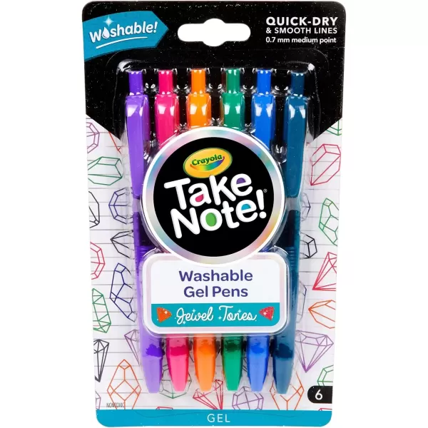 imageCrayola Washable Gel Pens In Jewel Tones Office ampamp School Supplies 10Mm Medium Pt 6 Count