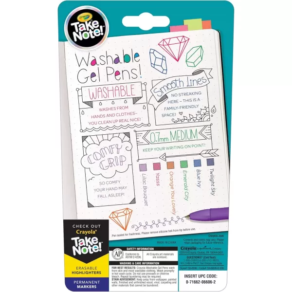 imageCrayola Washable Gel Pens In Jewel Tones Office ampamp School Supplies 10Mm Medium Pt 6 Count