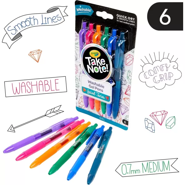 imageCrayola Washable Gel Pens In Jewel Tones Office ampamp School Supplies 10Mm Medium Pt 6 Count