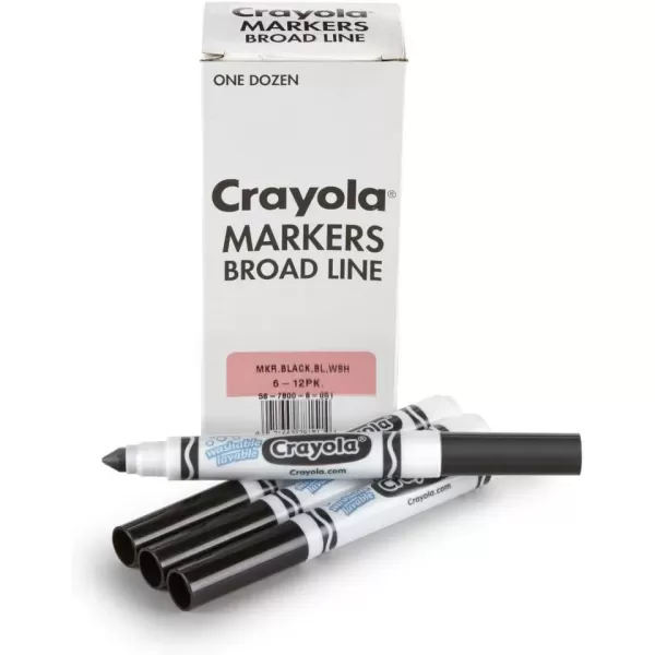 imageCrayola Washable Markers  Blue 12ct Kids Broad Line Markers Bulk Markers for Classrooms ampamp TeachersBlack