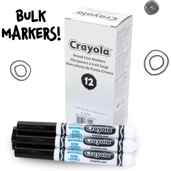 imageCrayola Washable Markers  Blue 12ct Kids Broad Line Markers Bulk Markers for Classrooms ampamp TeachersBlack