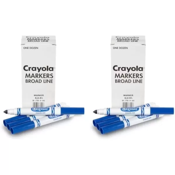 imageCrayola Washable Markers  Blue 12ct Kids Broad Line Markers Bulk Markers for Classrooms ampamp TeachersBlue