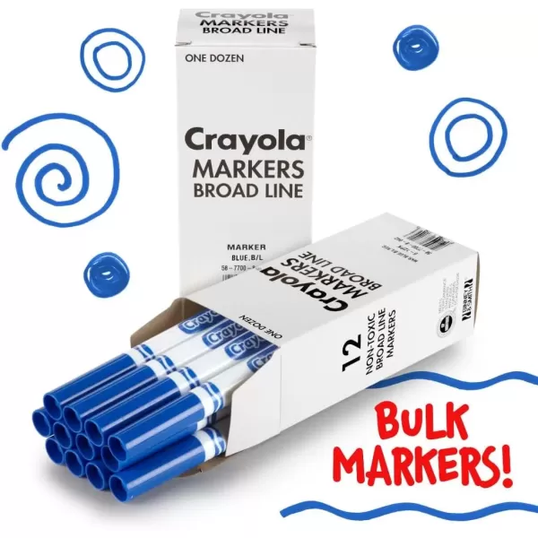 imageCrayola Washable Markers  Blue 12ct Kids Broad Line Markers Bulk Markers for Classrooms ampamp TeachersBlue