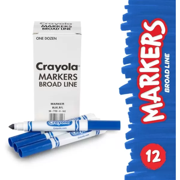 imageCrayola Washable Markers  Blue 12ct Kids Broad Line Markers Bulk Markers for Classrooms ampamp TeachersBlue