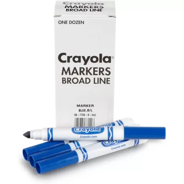 imageCrayola Washable Markers  Blue 12ct Kids Broad Line Markers Bulk Markers for Classrooms ampamp TeachersBlue