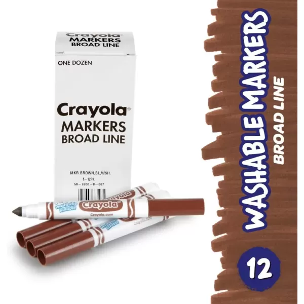 imageCrayola Washable Markers  Blue 12ct Kids Broad Line Markers Bulk Markers for Classrooms ampamp TeachersBrown