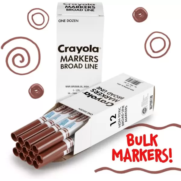 imageCrayola Washable Markers  Blue 12ct Kids Broad Line Markers Bulk Markers for Classrooms ampamp TeachersBrown