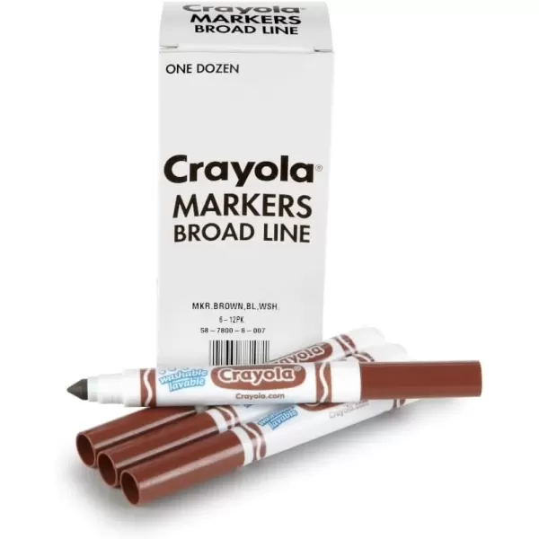imageCrayola Washable Markers  Blue 12ct Kids Broad Line Markers Bulk Markers for Classrooms ampamp TeachersBrown