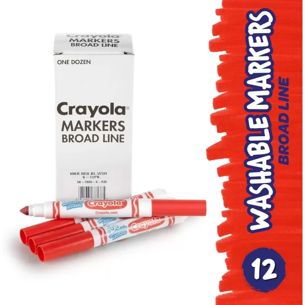 imageCrayola Washable Markers  Blue 12ct Kids Broad Line Markers Bulk Markers for Classrooms ampamp TeachersRed