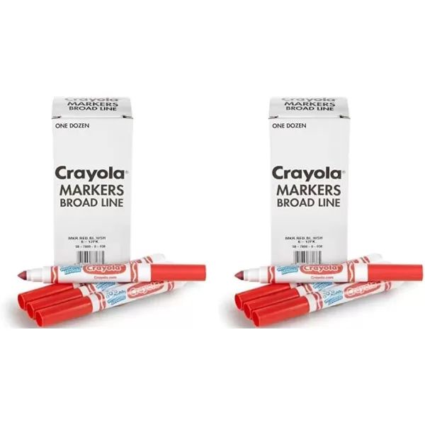 imageCrayola Washable Markers  Blue 12ct Kids Broad Line Markers Bulk Markers for Classrooms ampamp TeachersRed