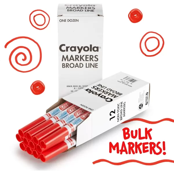 imageCrayola Washable Markers  Blue 12ct Kids Broad Line Markers Bulk Markers for Classrooms ampamp TeachersRed