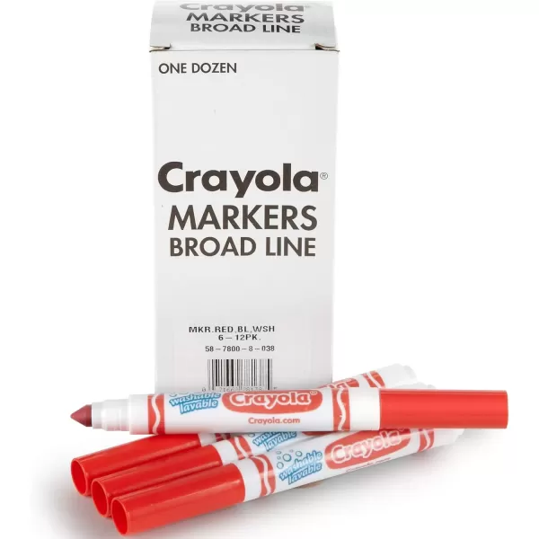 imageCrayola Washable Markers  Blue 12ct Kids Broad Line Markers Bulk Markers for Classrooms ampamp TeachersRed
