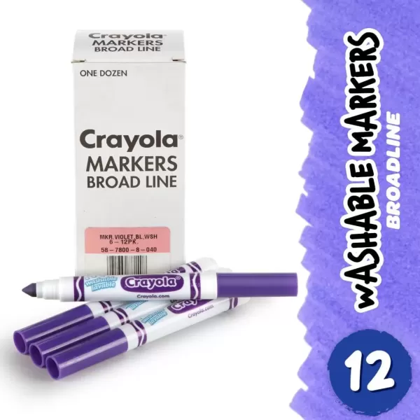 imageCrayola Washable Markers  Blue 12ct Kids Broad Line Markers Bulk Markers for Classrooms ampamp TeachersViolet