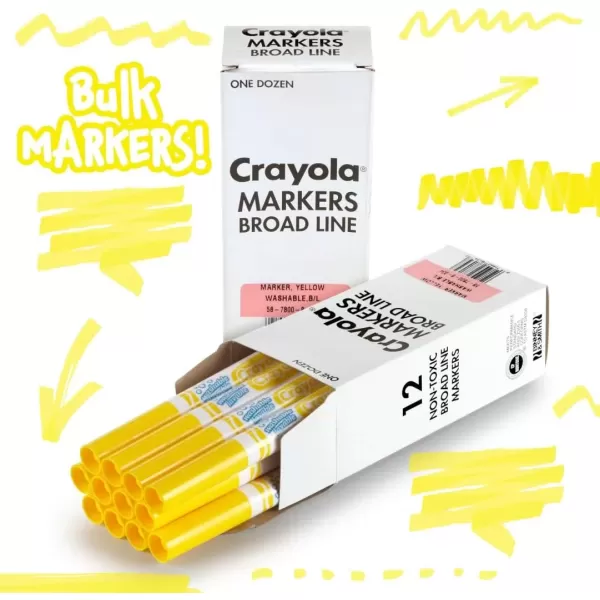 imageCrayola Washable Markers  Blue 12ct Kids Broad Line Markers Bulk Markers for Classrooms ampamp TeachersYellow