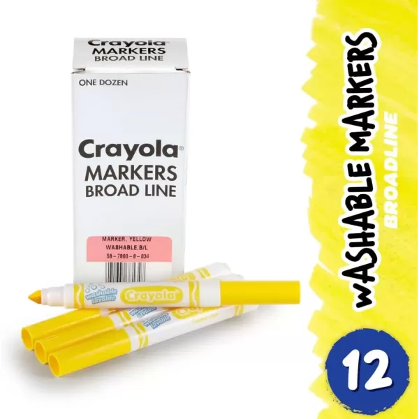 imageCrayola Washable Markers  Blue 12ct Kids Broad Line Markers Bulk Markers for Classrooms ampamp TeachersYellow