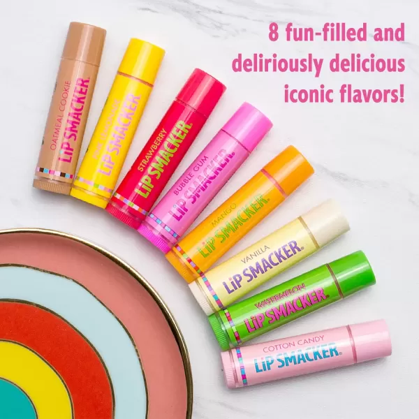 imageLip Smacker Crayola Lip Balm Party Pack  8 Moisturizing Lip Balms Cotton Candy Orange Sherbert Watermelon Berry Apple Banana Hydrating ampamp Protecting  CrueltyFreeOatmeal Cookie  Vanilla  Mango  Watermelon  Tropical Punch  Cotton Candy  Kiwi  Strawberry