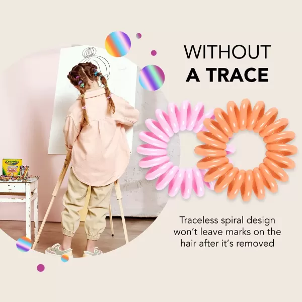 imageinvisibobble Kids Spiral Hair Ring  10 Pack Crayola Edition NoOuch Coil Hair Ties with Strong Grip Hair Accessories for Girls Toddlers and Kids