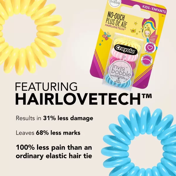 imageinvisibobble Kids Spiral Hair Ring  5 Pack Crayola Edition NoOuch Coil Hair Ties with Strong Grip Hair Accessories for Girls Toddlers and Kids