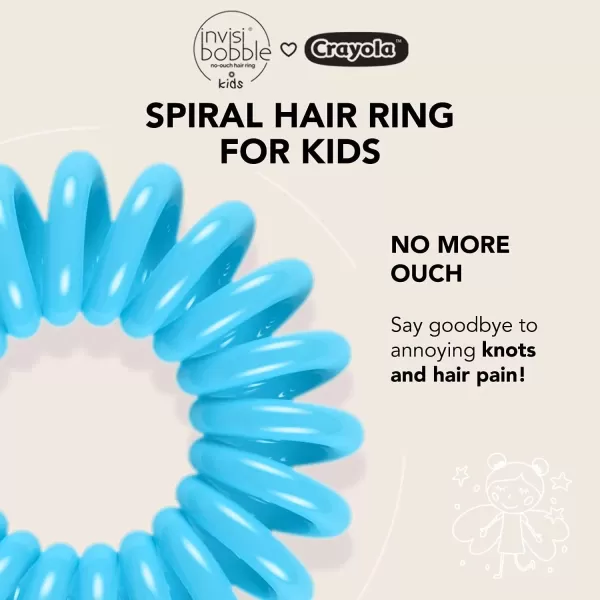 imageinvisibobble Kids Spiral Hair Ring  5 Pack Crayola Edition NoOuch Coil Hair Ties with Strong Grip Hair Accessories for Girls Toddlers and Kids