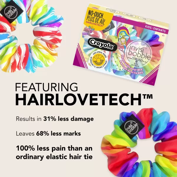 imageinvisibobble Kids Sprunchie Spiral Hair Ring  Crayola Edition  2 Pack  Scrunchie Elastic Hair Ties Hair Accessories for Women Girls and Teens  Stylish Bracelet