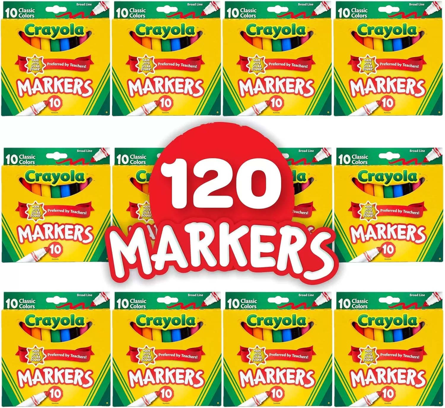 imageCrayola Broad Line Markers 12pks Bulk Markers for School Coloring Markers for Kids Must Have Classroom Supplies for Teachers