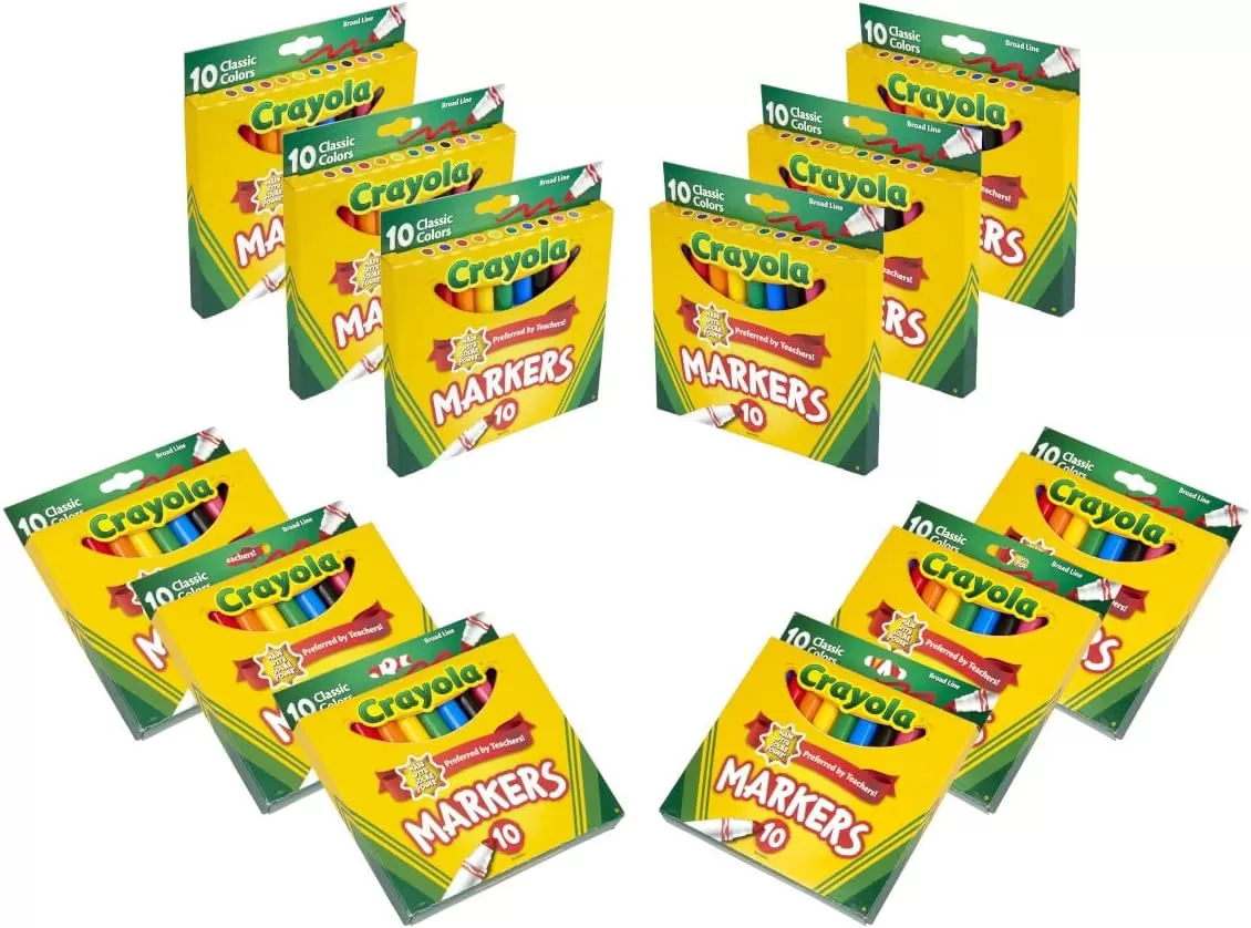 imageCrayola Broad Line Markers 12pks Bulk Markers for School Coloring Markers for Kids Must Have Classroom Supplies for Teachers